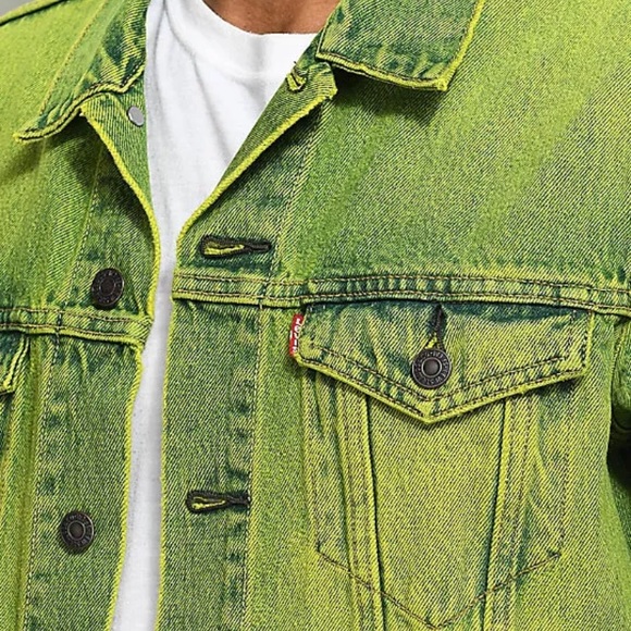 Levi's Overdyed Neon Yellow Denim Trucker Jacket - Picture 3 of 4